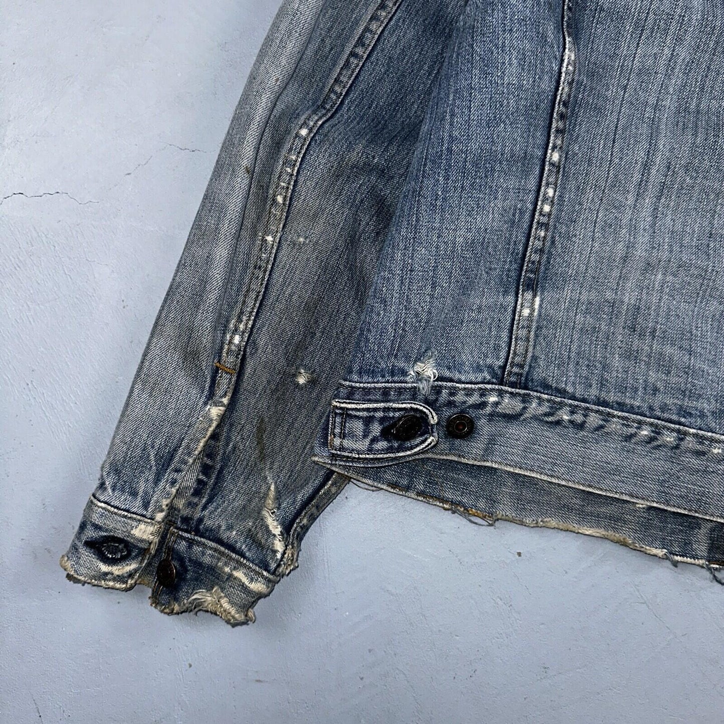 Levis VTG Denim Size 42 Type 3 III Trucker Jean Jacket Thrashed 1970s 70s Patch