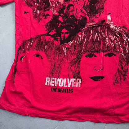 Womens Pink Beatles Revolver  T-Shirt Retro Music Tee Vintage Rock Y2K Girlie