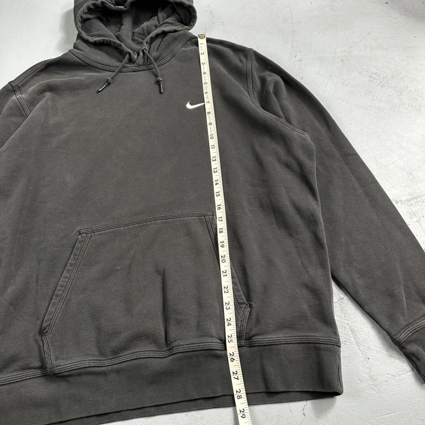 Nike Hoodie Men 2XL Black Swoosh Hooded Pullover Tonal Basic Fleece