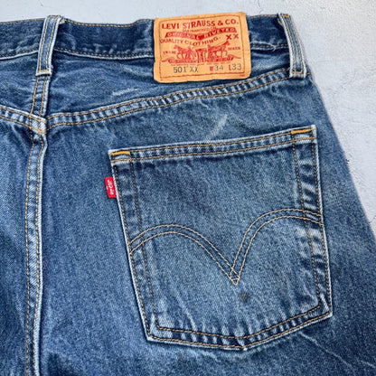 Levis 501 Vintage Y2K XX Straight Leg Jeans Blue Med Wash 34x33 Act 33x30