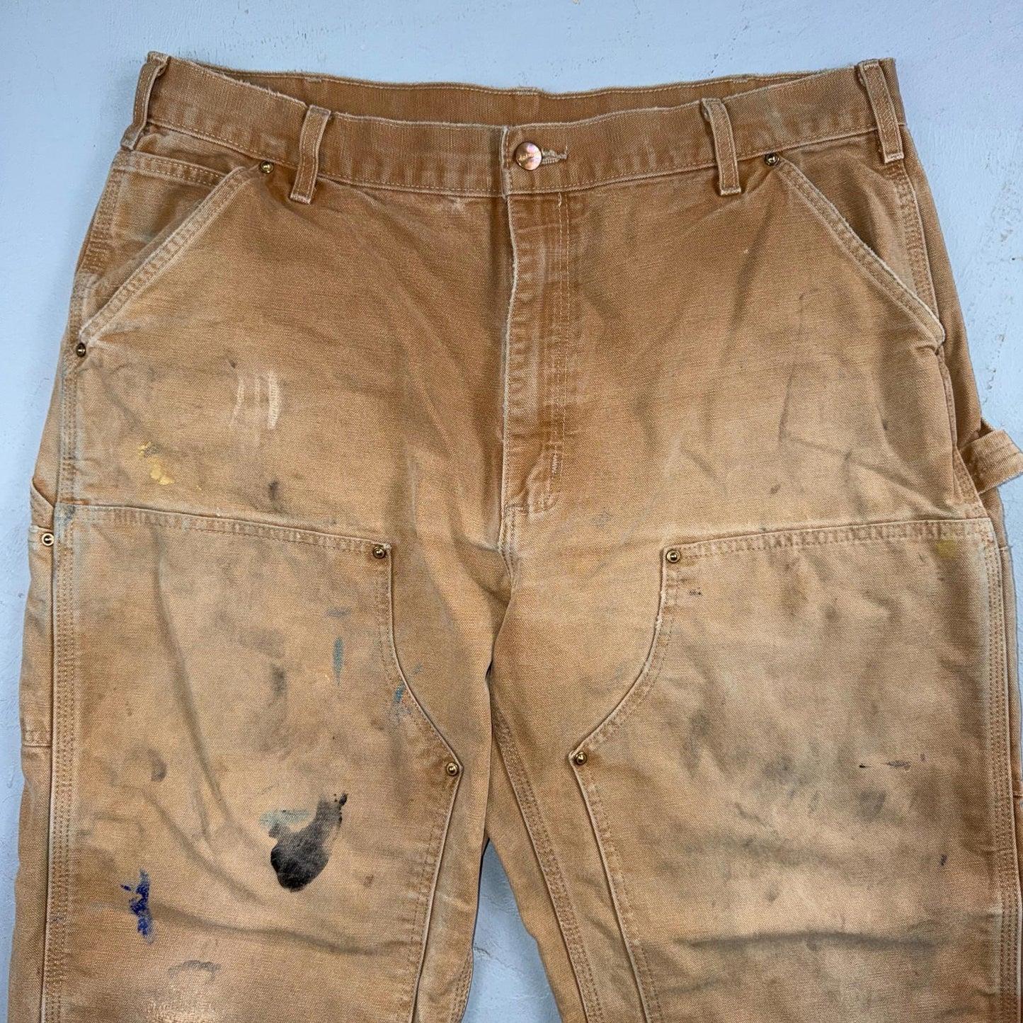 Carhartt VTG Double Knee Carpenter Pants B01 USA BRN Brown 36x28 Thrashed