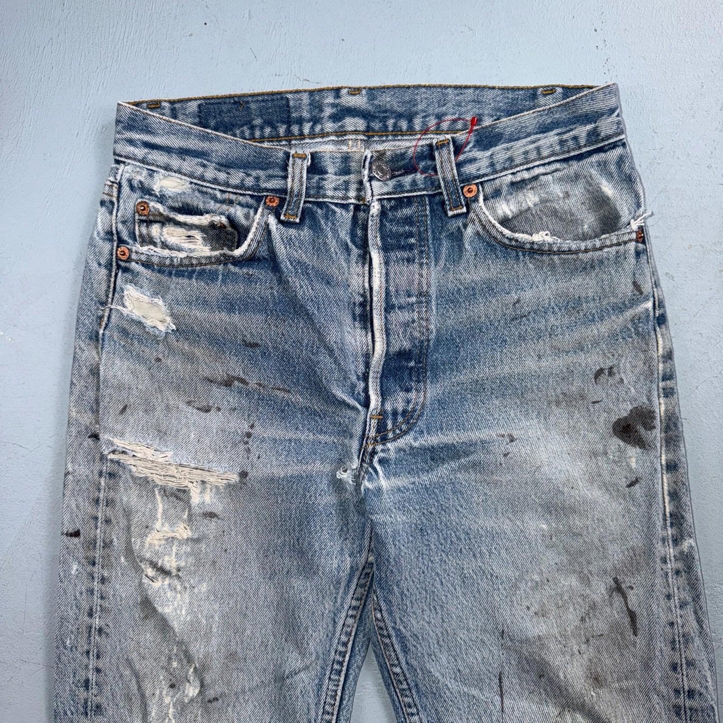 Levis 501 Vintage 90s USA XX Straight Leg Jeans Blue Light Wash 29x32 Act 28x28