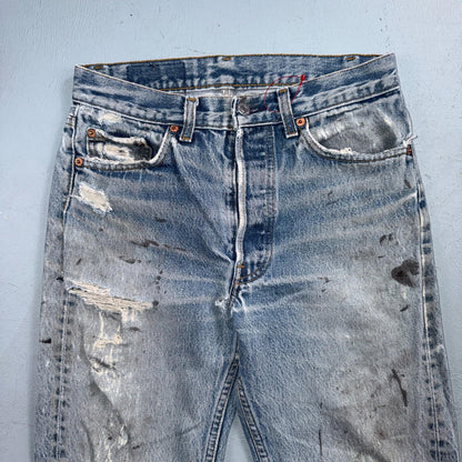 Levis 501 Vintage 90s USA XX Straight Leg Jeans Blue Light Wash 29x32 Act 28x28