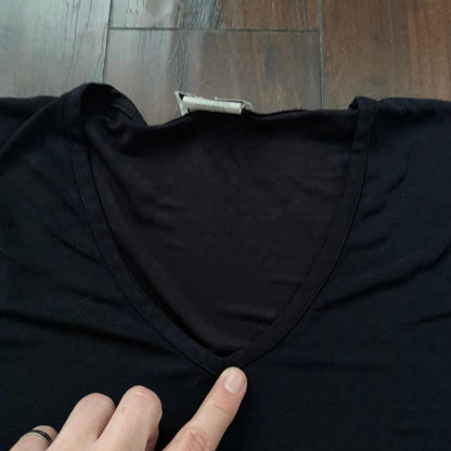 Vintage Western Collection Women's L Black Shirt Top Tunic V-Neck 80s 90s