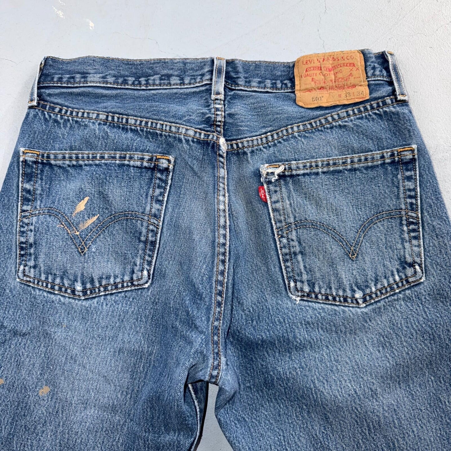 Levis 501 Vintage Y2K 90s XX Straight Leg Jeans Blue Light Wash 33x34 Act 31x31