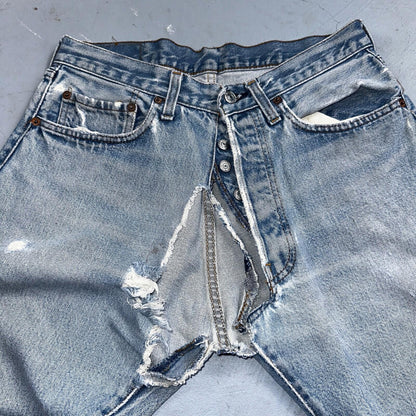 Levis 501 Vintage 80s Redline Selvedge USA XX Jeans Light Wash 32x30 Act 30x28