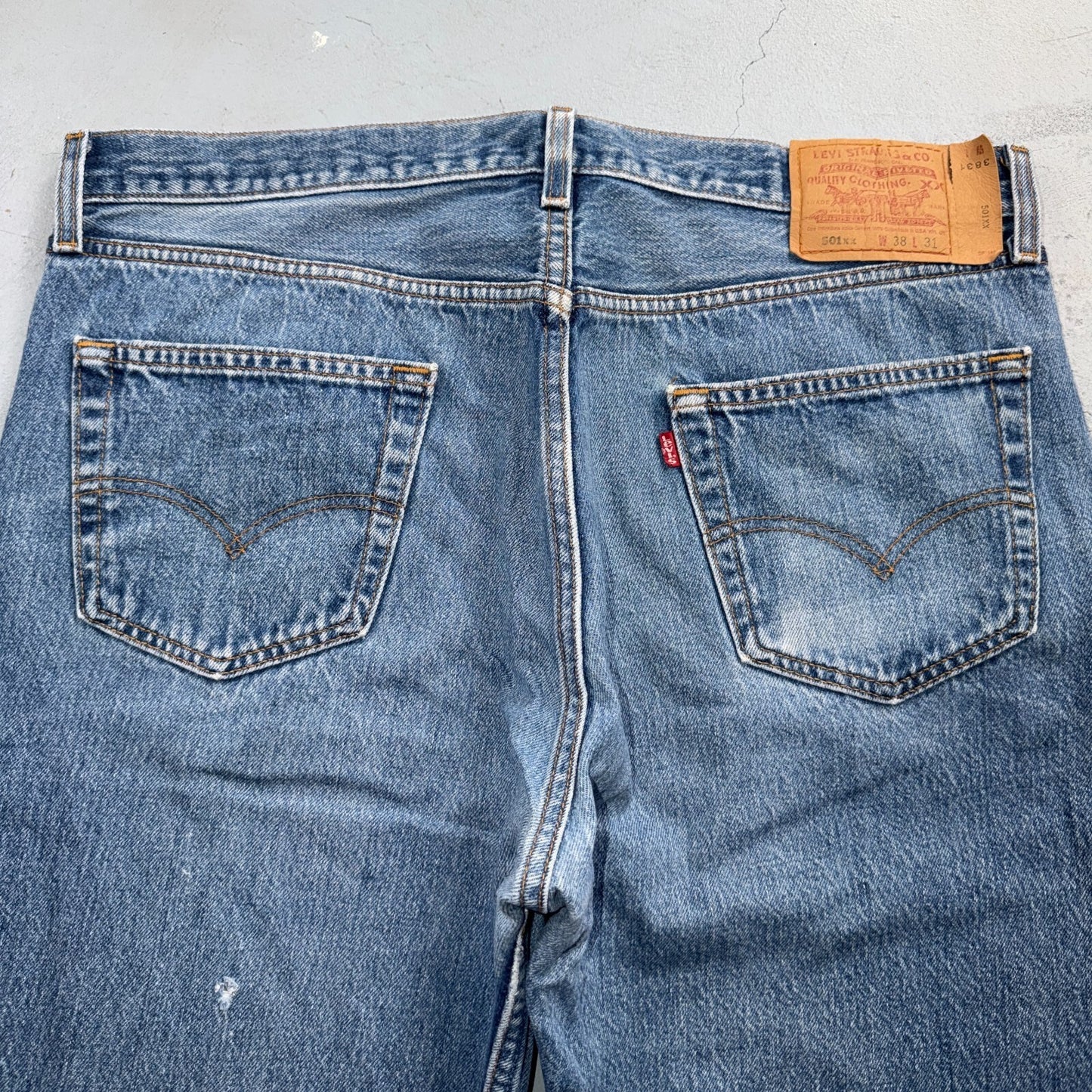 Levis 501 Vintage 90s USA XX Straight Leg Jeans Blue Light Wash 38x31 Act 36x28