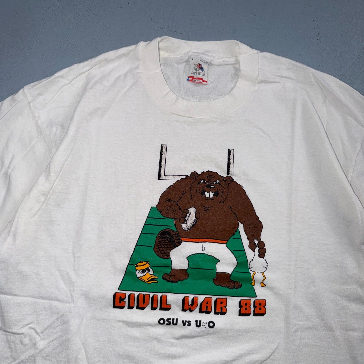 OSU Civil War 1988 FOTL VTG T Shirt Single Stitch 80s USA Ducks Beavers XL