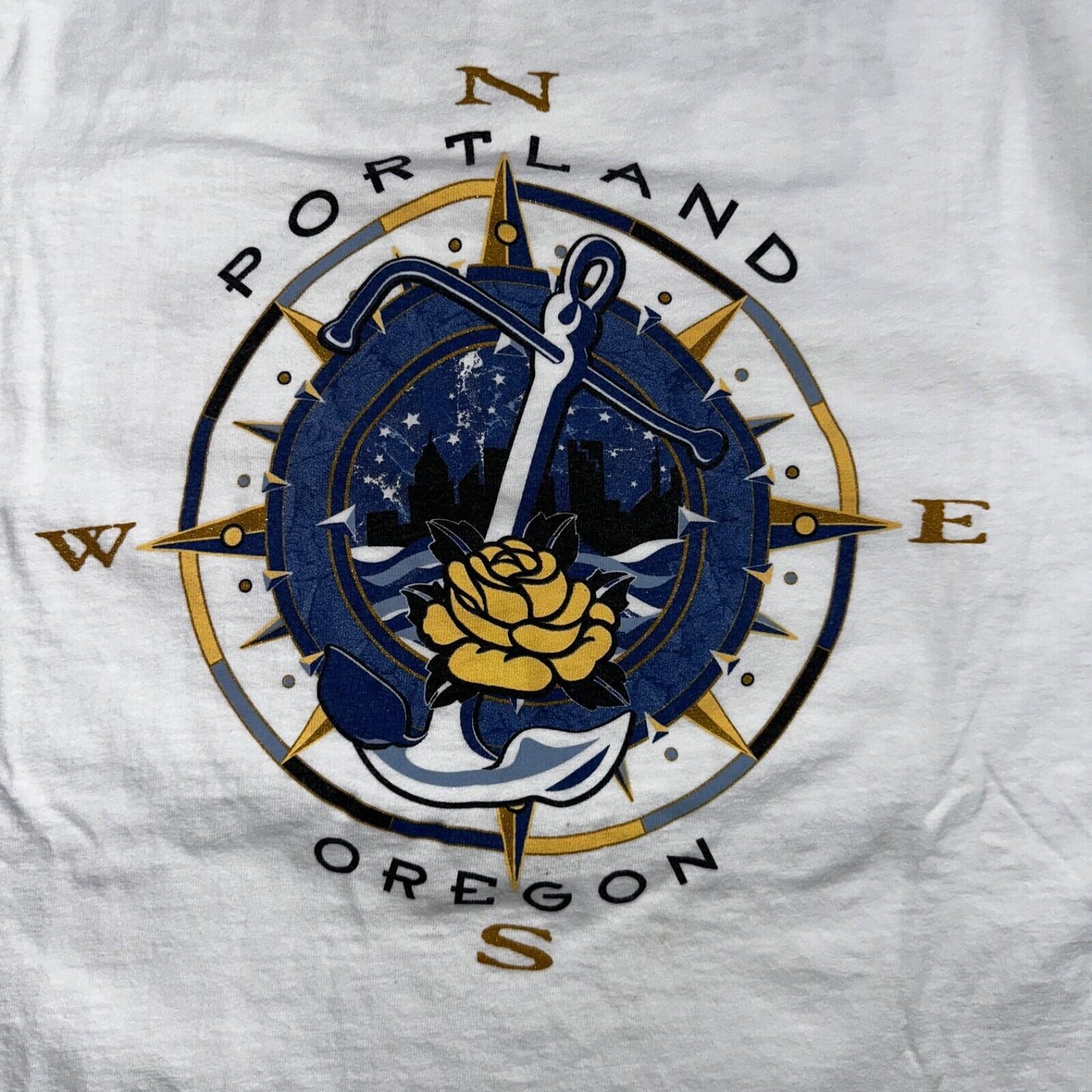 Oneita Portland Oregon 90s VTG T Shirt Single Stitch Compass Hiking Rose 1997