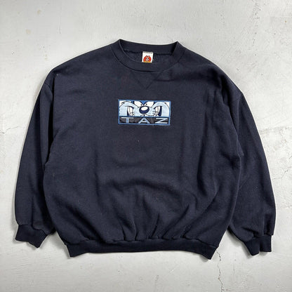 Looney Tunes TAZ 90s USA Sweatshirt VTG Crewneck XL Navy Cartoon Bugs Bunny
