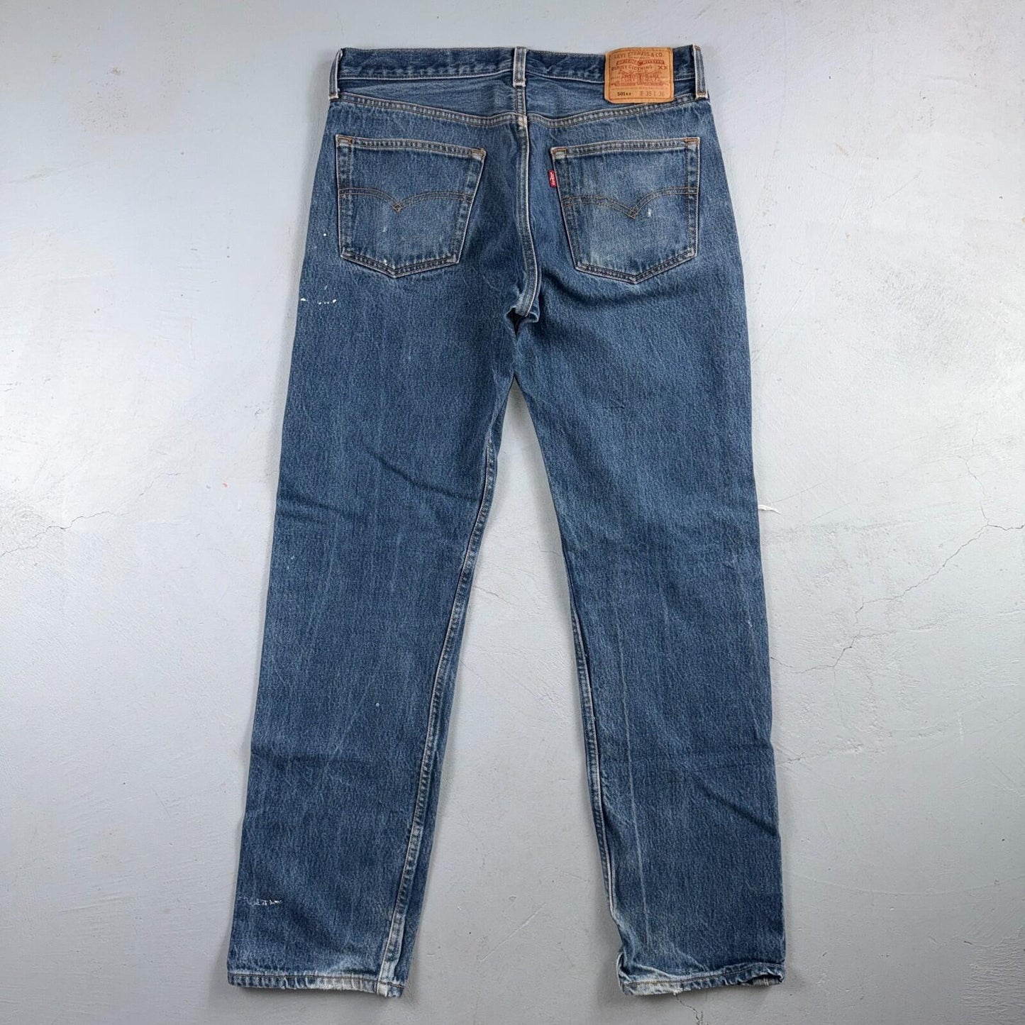 Levis 501 Vintage 90s USA XX Straight Leg Jeans Blue Thrashed 35x36 Act 33x32
