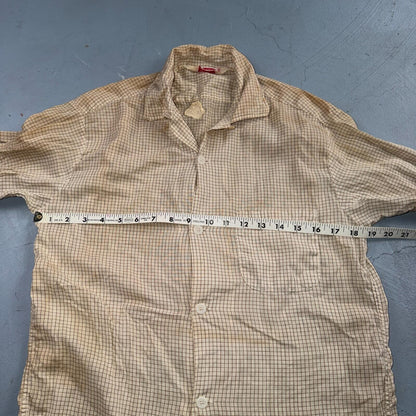 VTG 1950s Pilgrim Loop Collar Button Up Shirt Cotton Rockabilly S Thrashed Stain