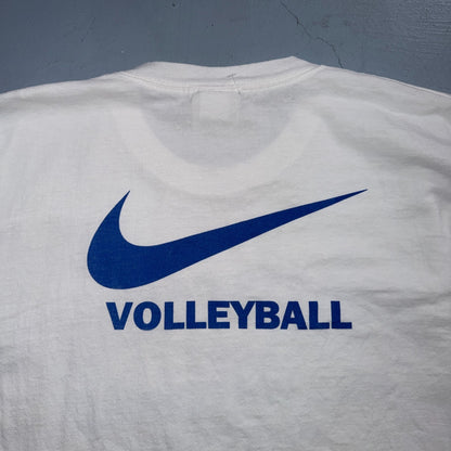 Vintage Nike Volleyball T Shirt Big Swoosh Logo Sports Graphic Tee 90s White USA
