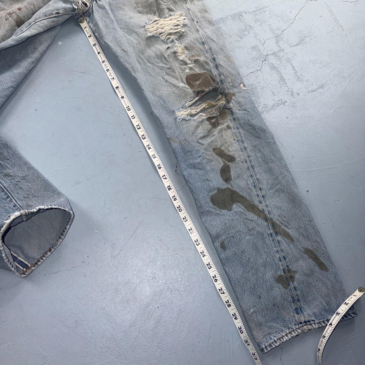 Levis 501 Vintage 80s Redline Selvedge USA XX Jeans Thrashed 32x36 Act 30x32