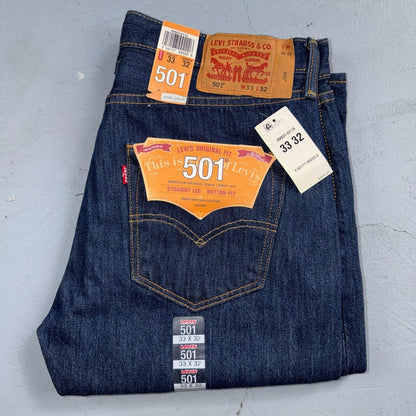 Levis 501 Vintage Y2K Deadstock XX Straight Leg Jeans Black Dark Wash 33x32