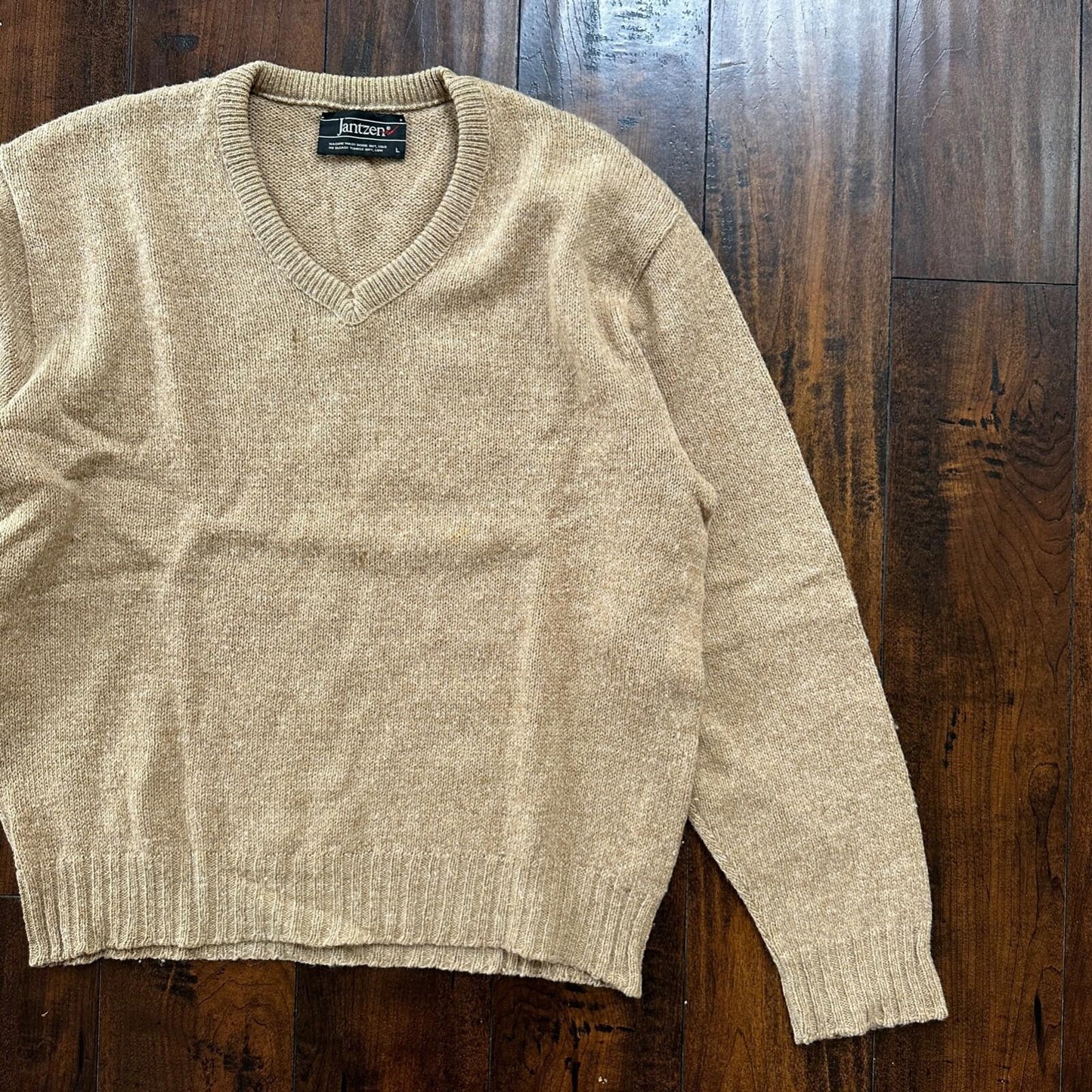 Vintage Jantzen Sweater Men's L Brown Pullover Blank Solid USA Made 90s