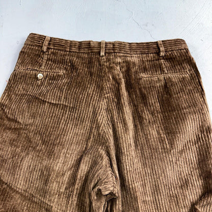 J. Peterman Pants Mens 38 Brown Thick Corduroy Pleated Chino Straight Pockets