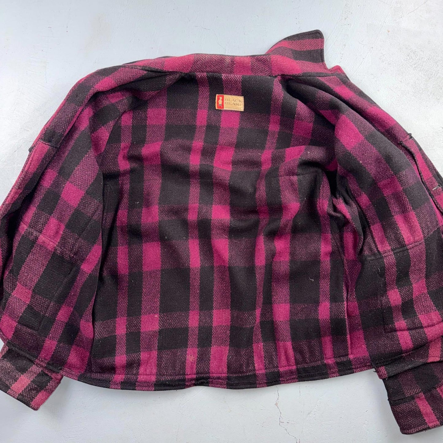 VTG 1950s Black Bear Purple Faded Double Mackinaw Wool Cruiser Jacket Filson 50s