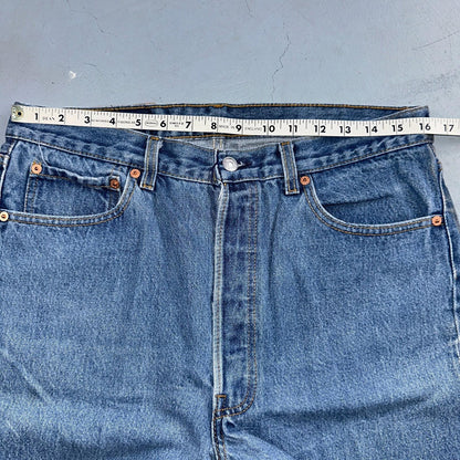 Levis 501 Vintage 90s USA XX Straight Leg Jeans Blue Med Wash 36x32 Act 32x28