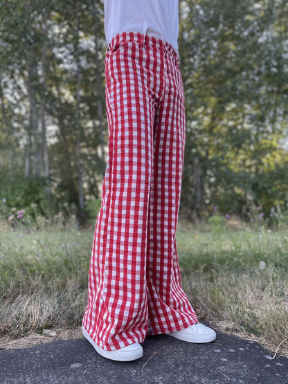 Vintage Levis 60s Big E Flare Red Pants Denim Jeans Boot Cut 517 Checkerboard