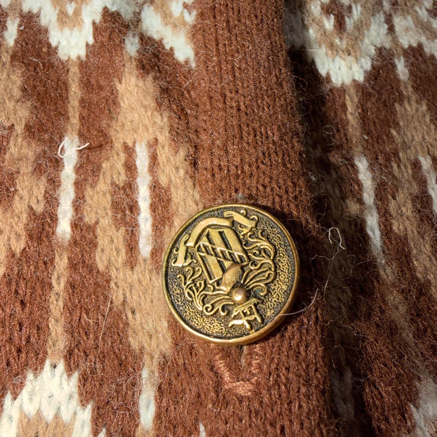 VTG 80s Mello Knit Acrylic Knitwear Womens Cardigan Orlon Brown Aztec Boho Chic