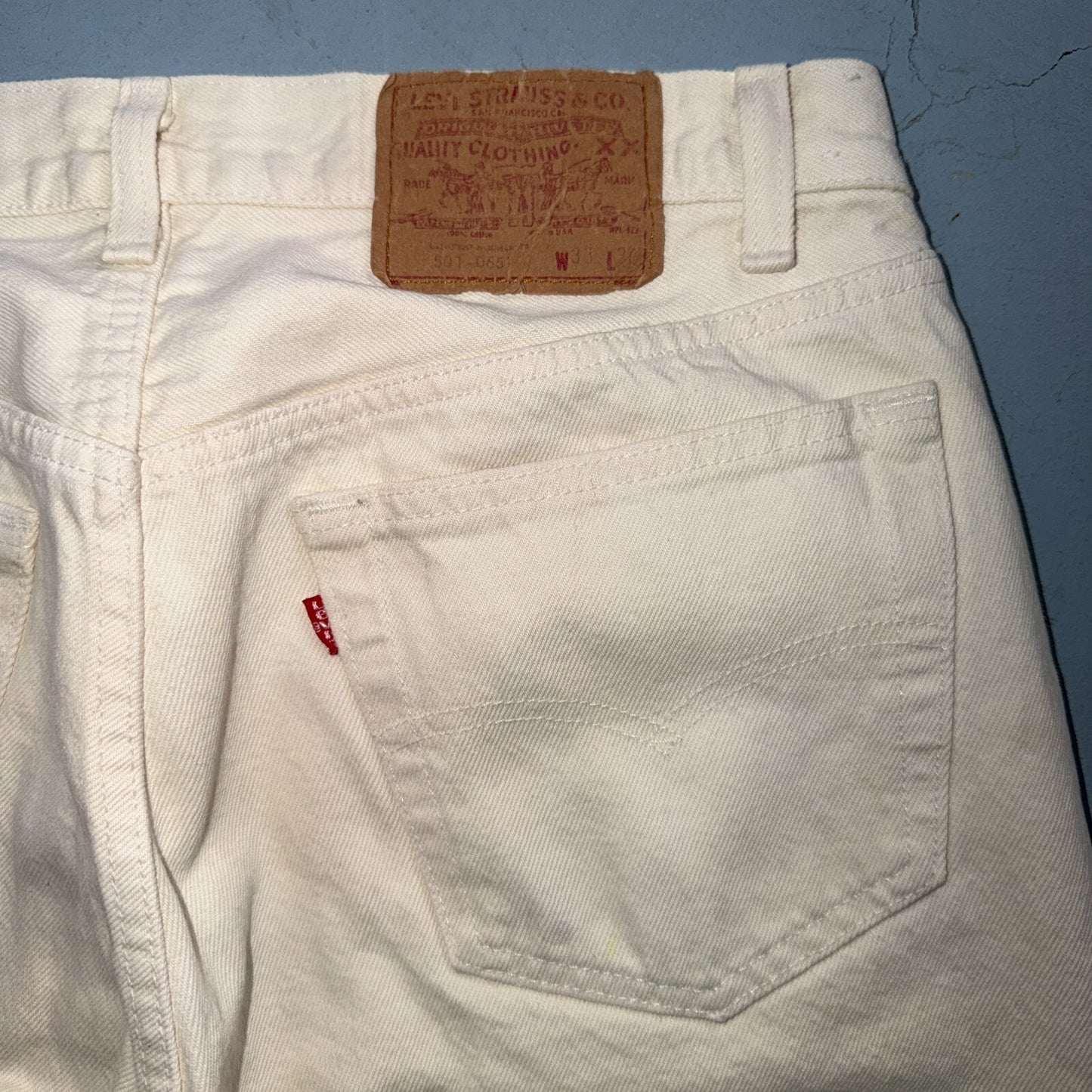 Levis 501 Vintage 80s USA XX Straight Leg Jeans White Light Wash 33x30 Act 31x28