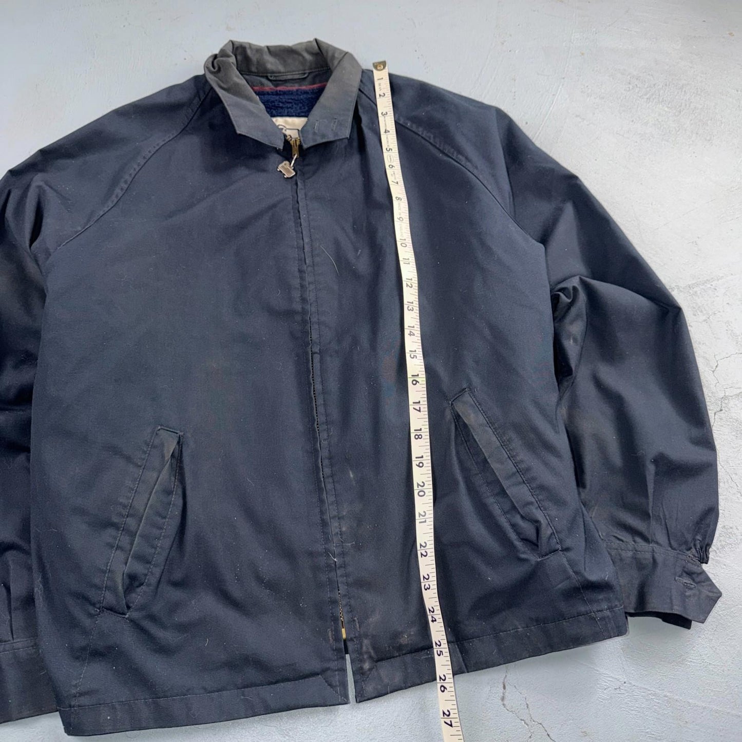 VTG Woolrich Harrington Bomber Jacket 40 Blue Fleece Lined Ricky Talon 60s 70s