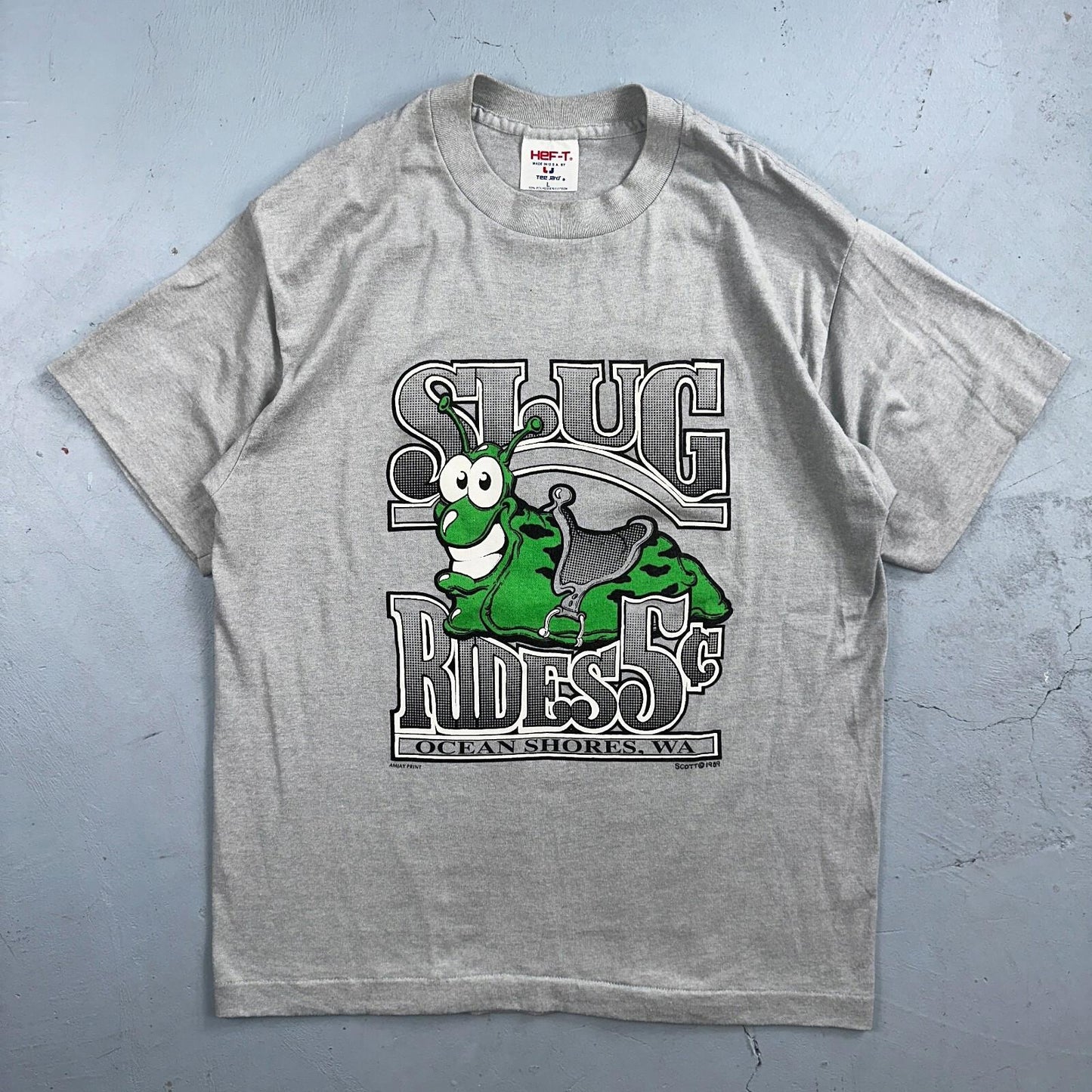 Slug Rides Ocean Shores VTG T Shirt Washington Tee Jays Large Fun Graphic Cute