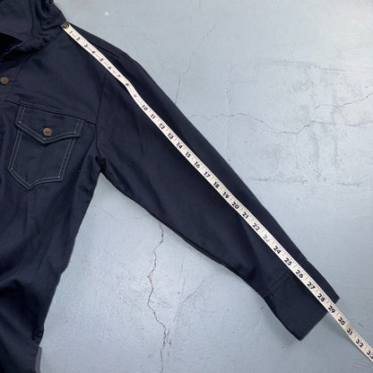 VTG 70s JC Penney Navy Work Shirt Button Front Chore Utility Rockabilly Workwear