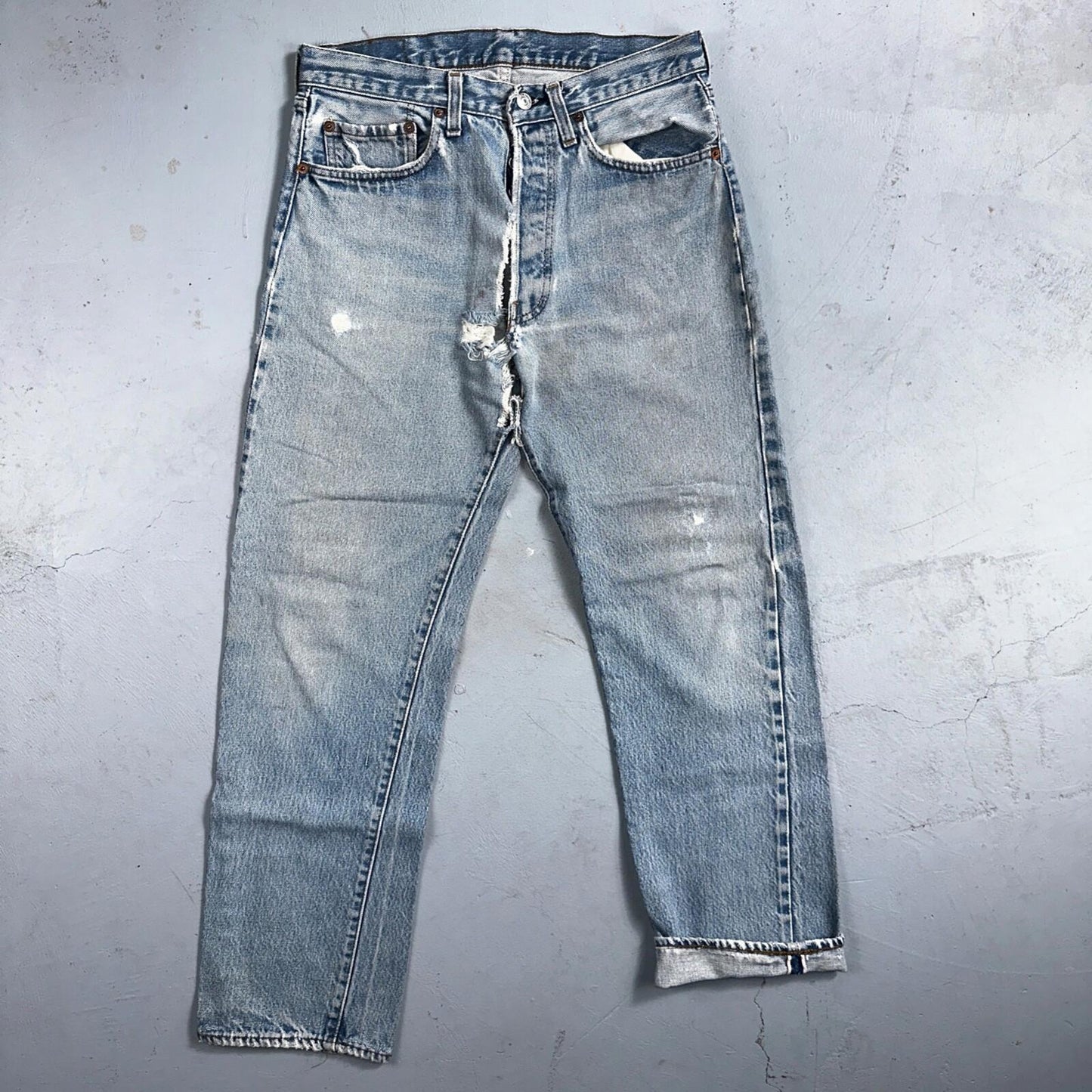 Levis 501 Vintage 80s Redline Selvedge USA XX Jeans Light Wash 32x30 Act 30x28