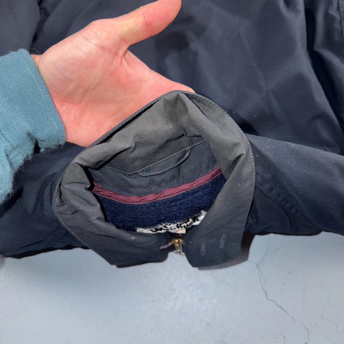 VTG Woolrich Harrington Bomber Jacket 40 Blue Fleece Lined Ricky Talon 60s 70s