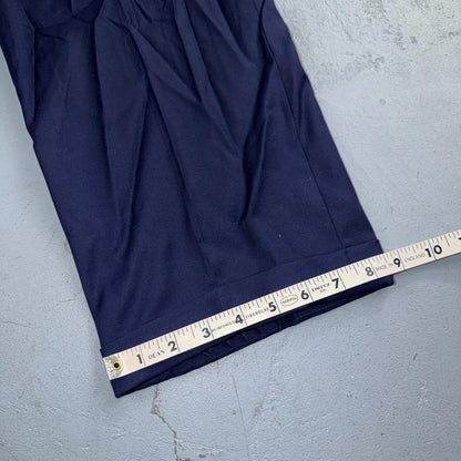 1990s Custom VTG Mens 2 PC Suit 40 Jacket Coat Pants Navy Blue Wool Rockabilly