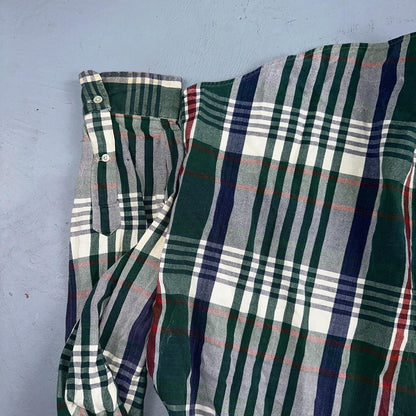 Ralph Lauren Heavy Cotton Button Down Casual Plaid Shirt Men Size XL Green VTG