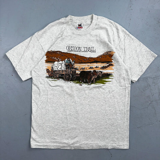 Oregon Trail 90s VTG T Shirt 1993 Gray Single Stitch Travel USA Sunset Rare