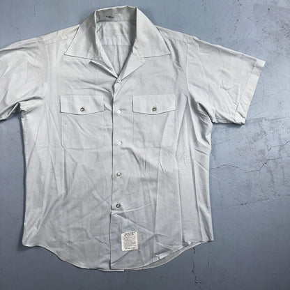 1973 US Army Vietnam War Men Blue Button Long Sleeve Shirt 16 DSA-100 1970s 70s