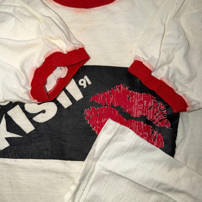 Keep On Kissing FM 91 VTG T Shirt 1991 90s Ringer XL USA Kisn Portland Oregon