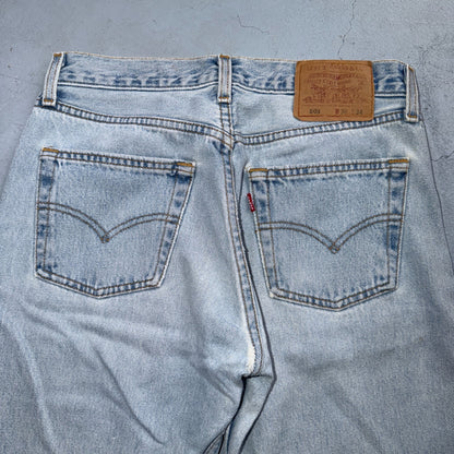 Levis 501 Vintage 90s USA XX Straight Leg Jeans Blue Light Wash 30x34 Act 29x32
