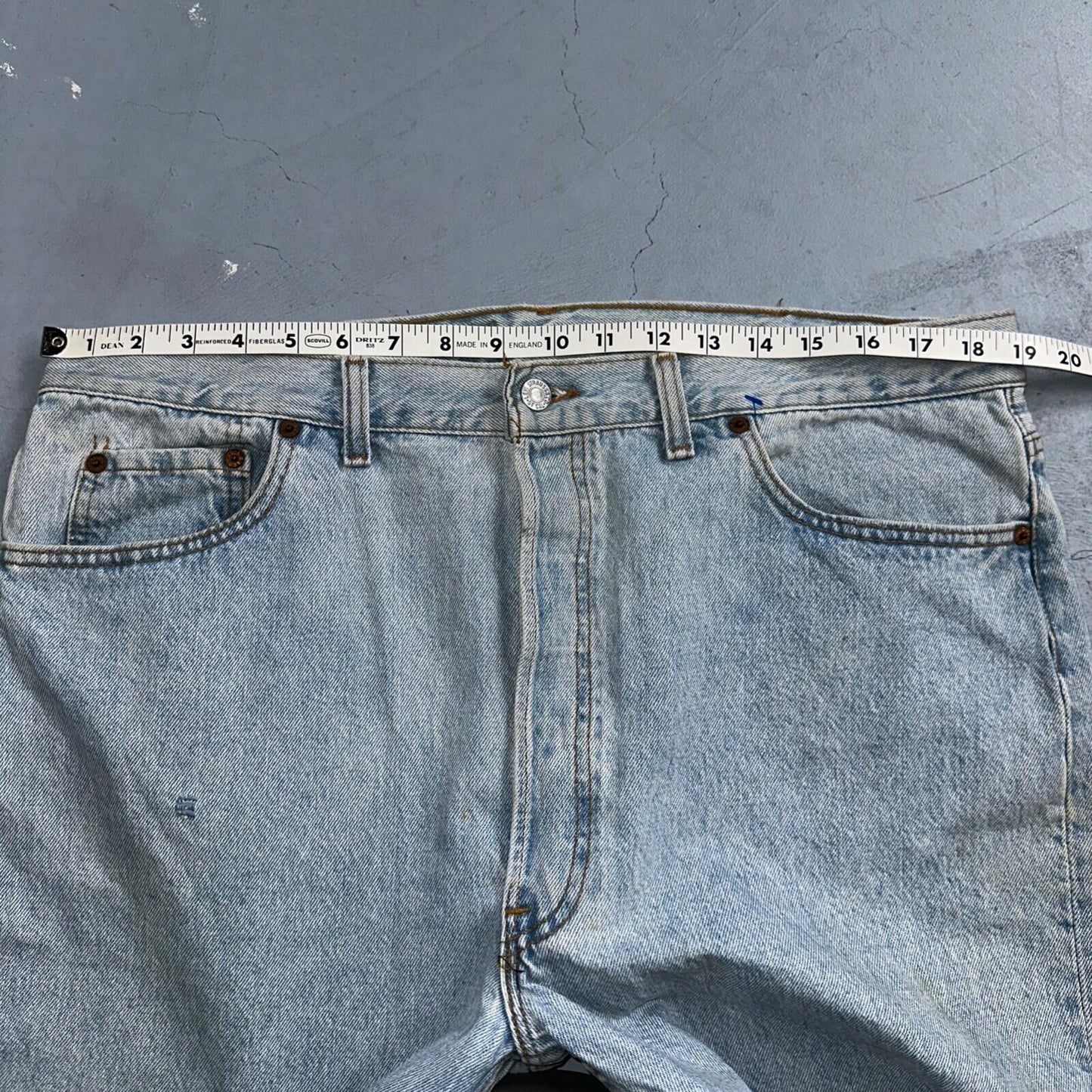 Levis 501 Vintage 90s USA XX Straight Leg Jeans Blue Light Wash 40x32 Act 38x31