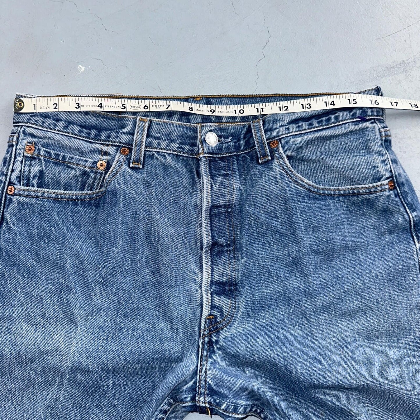 Levis 501 Vintage 90s USA XX Straight Leg Jeans Blue Light Wash 35x34 Act 32x30