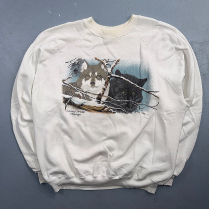VTG National Wildlife Federation Wolf Sweatshirt 80s USA XXL Wolves Crewneck