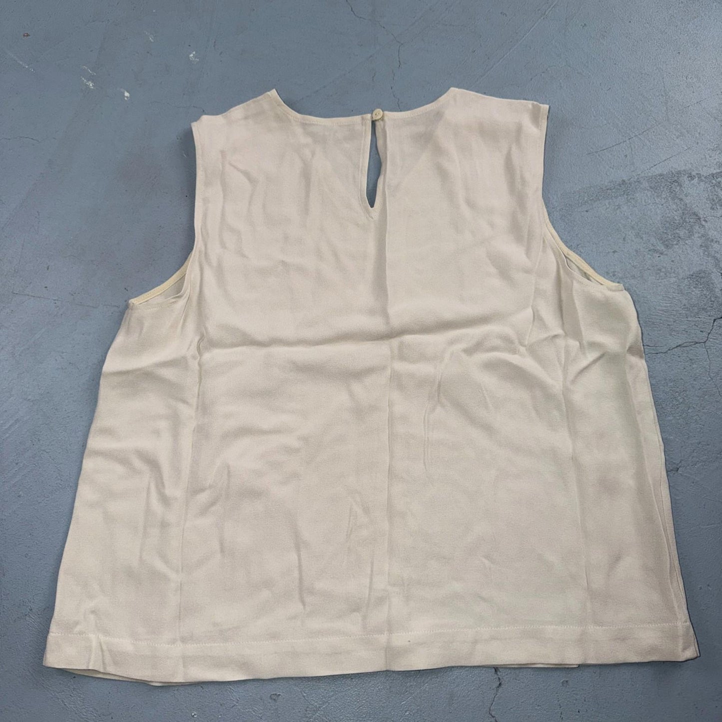 Eileen Fisher Shirt Womens XS Ivory Silky Minimalist Classic V Neck Sleevless