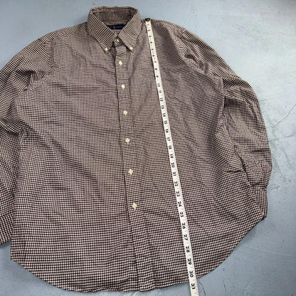 Ralph Lauren Mens Shirt L Brown White Check Classic Buttondown Long Sleeve