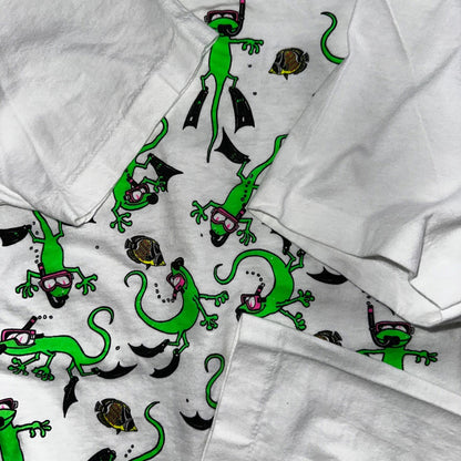 Hawaii Lizards Snorkling 90s VTG T Shirt FOTL Single Stitch Fish Gecko Cute