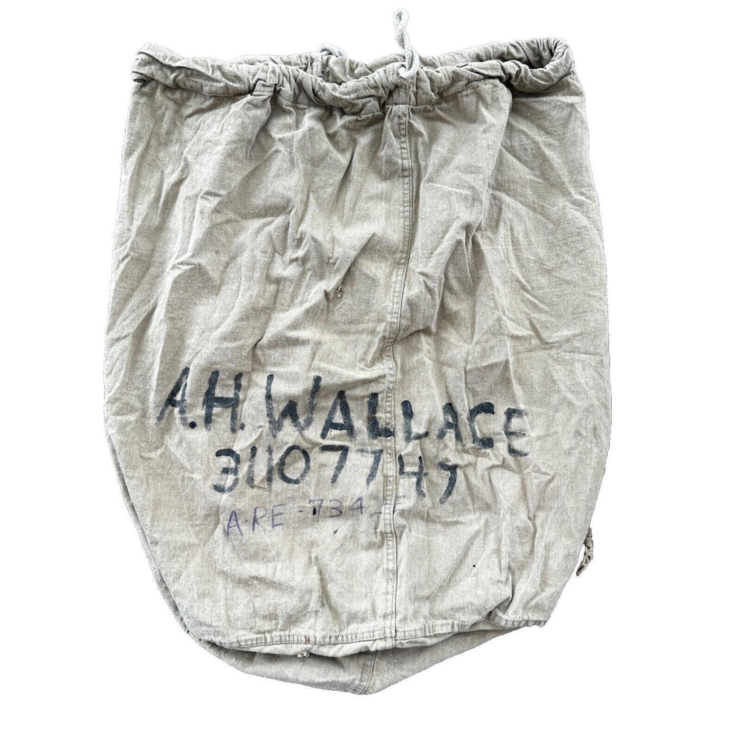 VTG WWII Canvas Garment Laundry Bag Rare Military Denim 1940s 40s 50s Stencil