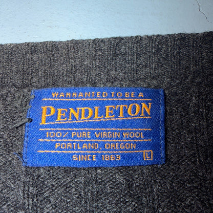 Pendleton VTG Cardigan Mens L 100% Shetland Wool Woven Gray Pockets