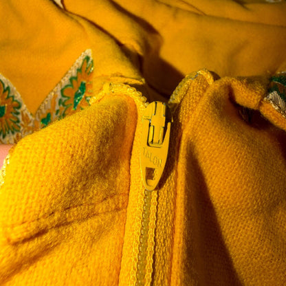 VTG 50s 60s Yellow Long Dress Summer Vibe Movie Belted Boho Hippy Rockabilly