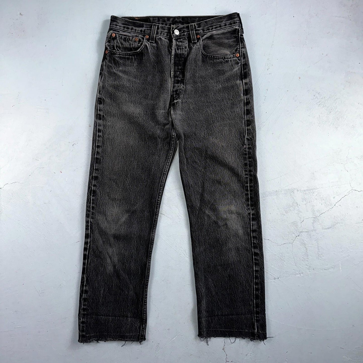 Levis 501 Vintage 90s USA XX Straight Leg Jeans Black Light Wash 32x36 Act 30x27