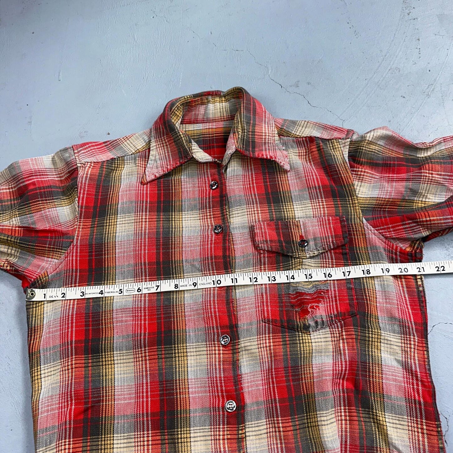 VTG Big Mac JC Penneys Thick 100% Cotton Flannel Work Shirt M 70s Plaid Thrashed