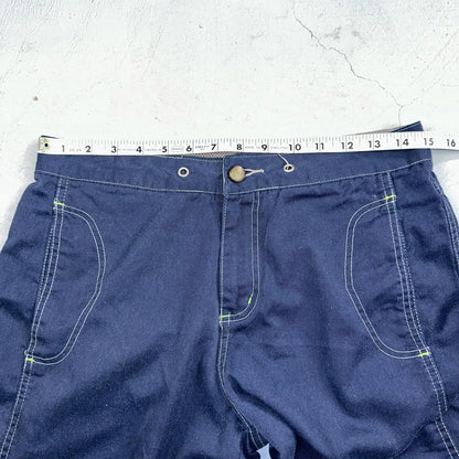 Vintage Trans Nine Rave Y2K Navy Blue Wide Leg Retro Pants Womens 30 x 30