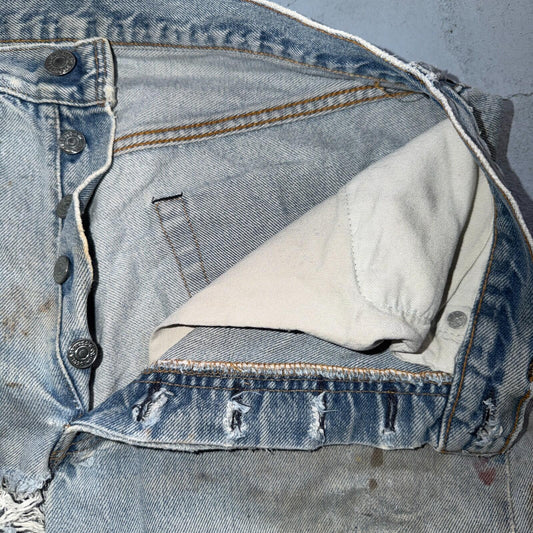 Levis 501 Vintage 80s Redline Selvedge USA XX Jeans Thrashed 32x36 Act 30x32